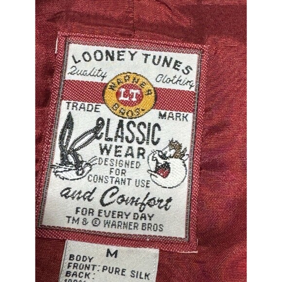 90s Vintage Looney Tunes Bugs Bunny All Over Print Silk Vest Size Medium READ - Picture 5 of 16